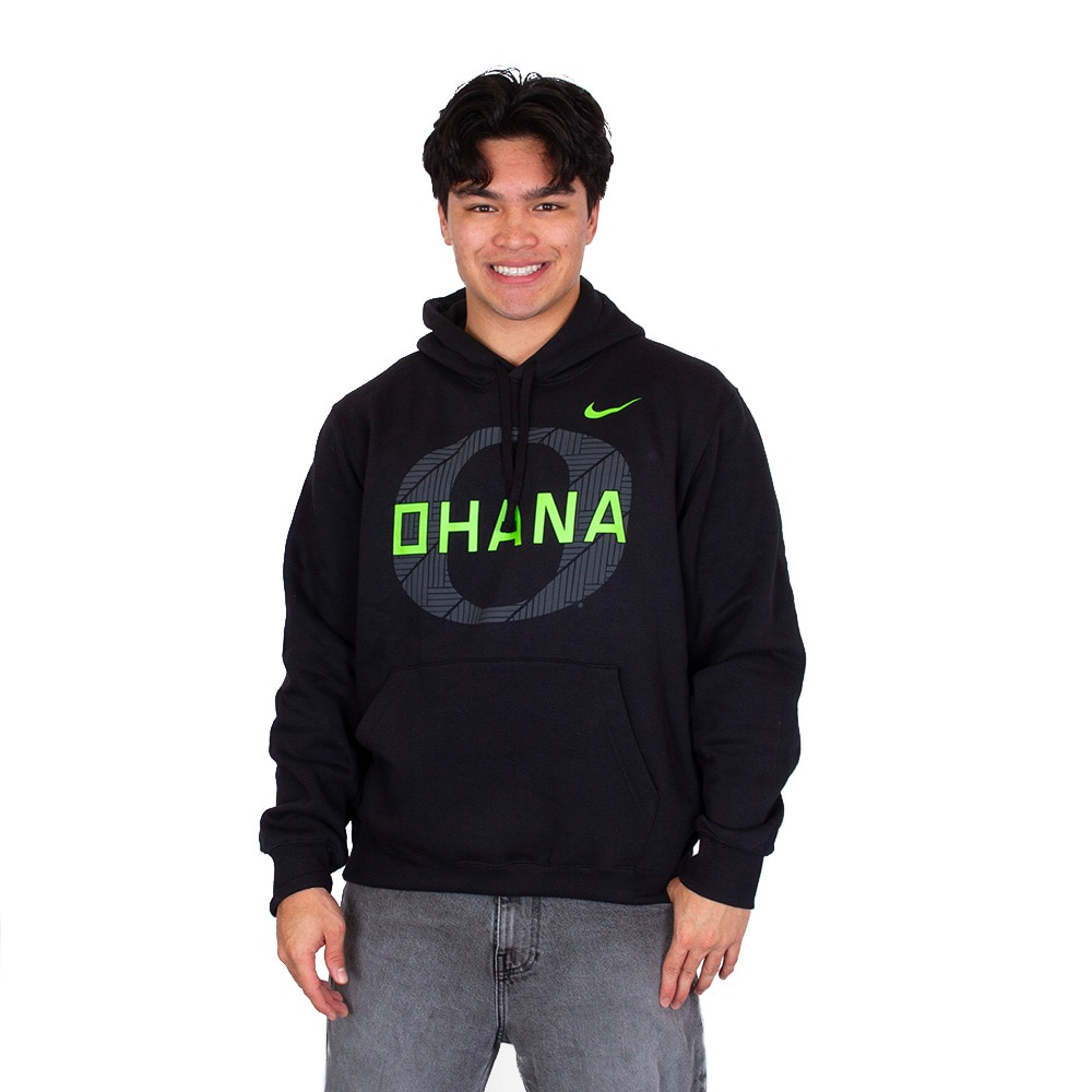 Classic Oregon O, Nike, Black, Hoodie, Cotton Blend, Men, Unisex, Football, Fleece, 'Ohana, Pullover, Sweatshirt, 1013099